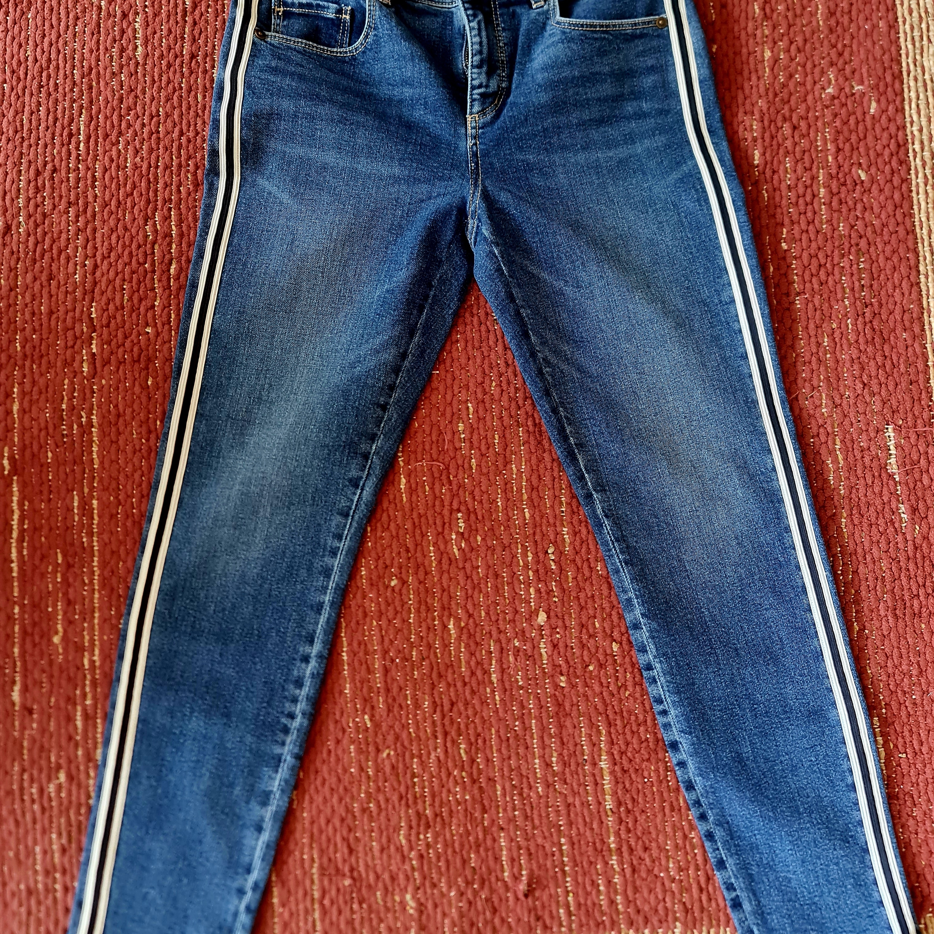 Loft Blue Jeans With White Side Stripes